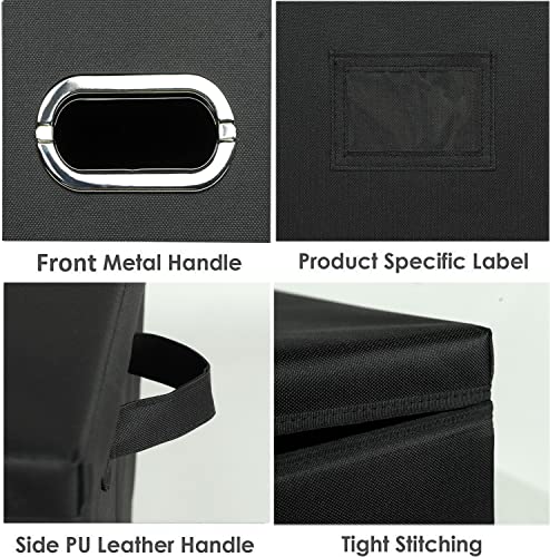 12-Inch Vinyl Record Storage Boxes with Lids and Handles, Stylish and Practical LP Record Organizer for 100+ Single Records, Suitable for Living Room, Study, Concert Hall or Office (17"-2 Pack-Fabric, - color: Black, size: 12 inch-2 Pack