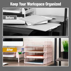 Mind Reader Stackable Paper Tray, Desktop Organizer, File Storage, Office, Metal Mesh, 10.5" L x 13.5" W x 11.25" H, 4 Pcs., Pink - color: Pink