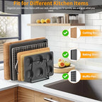 Cutting Board Organizer Kitchen Organizer Rack for Cutting Board, Bakeware, and Cookie Sheet, 5-Slot Heavy-Duty Steel Cookware Holder,Rust-Resistant with Anti-Slip Feet (2, Large) - size: Large（2PCS）