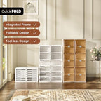 ANTBOX Shoe Organizer Storage Box, Portable Folding Shoe Rack For Closet With Magnetic Clear Door,Large Sneaker Cabinet Bins Sturdy Easy Assembly 6 Layers-12 Grids - size: 6 Layers-12 Grids