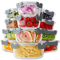 HOMBERKING 24pc Borosilicate Glass Food Storage Containers with Snap Locking Lids, Glass Meal Prep Containers, Airtight Lunch Boxes, Oven, Freezer and Dishwasher Safe, BPA Free, Kitchen Storage Set - color: Grey
