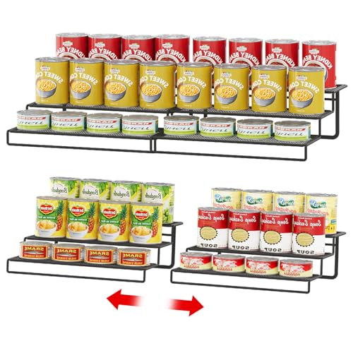 Dmevkic Expandable Can Organizer for Pantry,3-Tier Adjustable Can Organizers and Storage Holds Up to 24 Cans,Can Storage Rack for Pantry,Kitchen,Cabinet