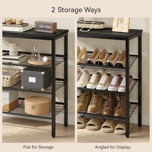 Nunsino Shoe Rack for Closet,4 Tier Shoe Organizer for Entryway,Shoe Shelf with Storage Shelves and Spacious Top,Max Holds 16 of Shoes,Black - color: Black, size: 4 Tier