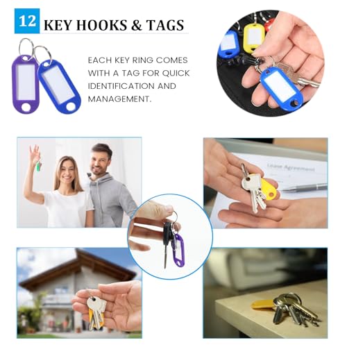 Portable Zippered Key Organizer, Waterproof Fireproof Key Case with 12 Key Hooks and Tags,Portable Key Storage for Rental Management Real Estate Sales Hotel Executives and Car Service (12 keys) - size: 12 keys