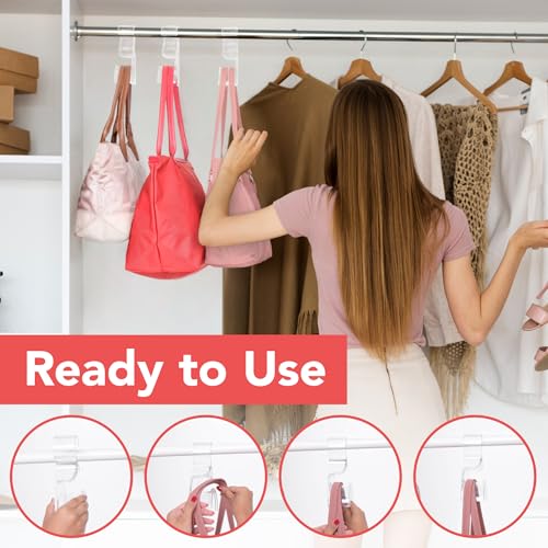 Wiosi Handbag Hanger 3 Pack - Durable Luxury Acrylic Holder Organizers Storage for Purse Tote Bag Satchel Backpack Crossover - Holds Up to 66Lbs – Easy to Clean, No Tools Required - color: Clear, size: pkg of 3