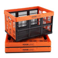 VEVOR Plastic Collapsible Storage Basket, 45L 3 Packs, Folding Stackable Storage Containers/Bins with Handles, Large Heavy Duty Containers for Clothes, Toys, Books, Snack, Shoes and Grocery Organizing - size: 45L-Orange&Black