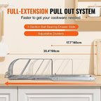 VEVOR Pan and Pot Rack, Expandable Pull Out Under Cabinet Organizer, Cookie Sheet Baking Pans tray Organization, Adjustable Wire Dividers, Steel Lid Holder for Kitchen Cabinet & Pantry Storage, 13.8"W - size: 12 inch, style: Single Tier