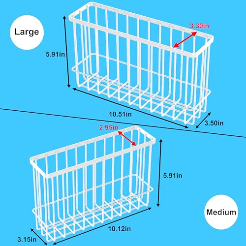 Cabinet Door Organizer 2Pcs, Foil and Plastic Wrap Organizer with 2 Sponges, Cabinet Door Storage with 2 Caddy Adhesive, for Aluminum Foil, Plastic Wrap, Wool Dryer Balls, White,(Medium, Large) - color: White,(Medium+Large)