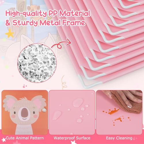 HONEY JOY Kids Wardrobe Closet, Baby Cartoon Clothes Storage Organizer, 8 Cubes & 2 Hanging Sections, Portable Children DIY Modular Bedroom Armoire Dresser Cabinet for Boys Girls (Pink, 8-Cube) - color: Pink, size: 8-Cube