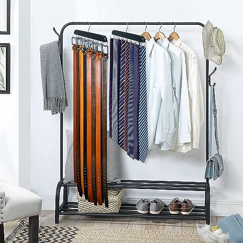Belt Hanger for Closet Max 42 Belts, Sturdy Wood Belt Rack Closet Accessories with 14 Hooks Belt Organizer for Closet Organizers and Storage -Black 1 Pack - color: Black, size: 1 Pack