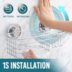 TAILI Shower Caddy Suction Cup, 3 Pack Shelves for Inside with Hooks & Soap Holder Toothbrush Cups, Removable Bathroom Organizer, Rustproof Silver Storage-Silver - style: 3× Silver