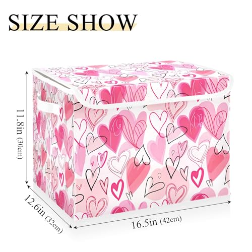 xigua Valentine's Day Storage Bins with Lids and Carrying Handle,Foldable Storage Boxes Organizer Containers Baskets Cube with Cover for Home Bedroom Closet Office - color: Valentine