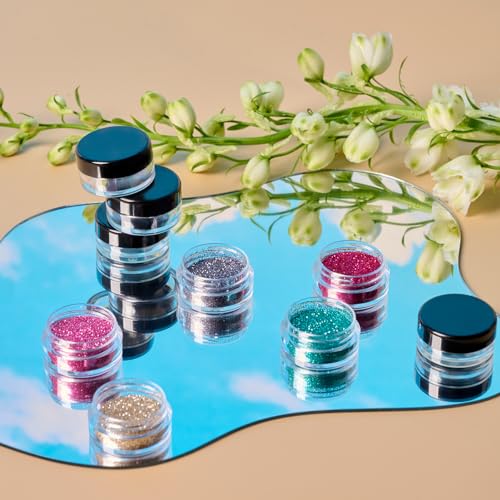 50 Pack 5 Gram 0.17OZ Clear Plastic Containers with Lids, Small Round Cosmetic Jars Makeup Travel Containers Jar for Cream, Bead, Eye Shadow, Samples, Jewelry, Lotions, Powders, Glitters Lip Gloss - color: Black Lid, size: 0.17 Ounce