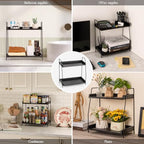 ANBOXIT 2-Tier Coffee Station Organizer, Wooden Kitchen Counter Shelf - Black - color: Black