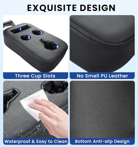 Sinvanho Car Cup Holder, Back Seat Cup Holder for Car, PU Leather Couch Sofa Bed Cup Holder Expander Tray, Boat Tray, Organizer for Trucks, Minivans, SUVs, RVs, Vehicles, Holds Drinks, Remote, Snacks - color: Standard Version