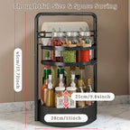 Rotating Spice Rack with Paper Towel Holder, 2 Tier Turntable Lazy Susan, Seasoning Organizer for Kitchen Countertop Cabinet, Black - color: Black