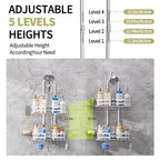 GAOKASE Aluminum Shower Caddy Hanging, Never Rust Shower Organizer- 4 Levels with adjustable Height 10 Hooks for Razor/Sponge - Rack with Soap Basket (Silver) - color: Silver