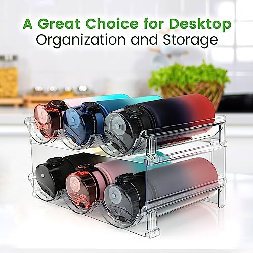 spospo Water Bottle Organizer for Cabinet, 3 Pack Water Bottle Organization and Storage Shelf, Plastic Water Bottle Holder Rack for Fridge, Kitchen, Desktop - size: 3 Pack