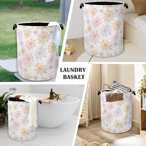Colorful Spider Web Laundry Basket,Halloween Foldable with Handles Tote Bag Oxford Cloth for Bathroom Bedroom Dirty Clothes Storage Bucket 16" x 20.8" - color: Colorful Spider Web Halloween