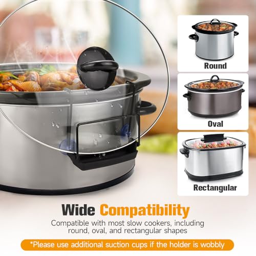 SOPHICO Slow Cooker Lid Holder for Cooking, Hand Free Pot Lid Organizer, Stainless Steel Rack with Silicone Sink, Fits Most Slow Cookers, Keeps Countertop No Mess (Black, 2 Pack) - color: Black, 2 Pack