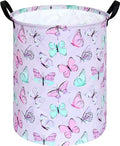 KUNRO Kids Laundry Hamper Clothes Gift Basket Storage Laundry Baskets Organizer Bin with Handles for Nursery Room (Purple Butterfly) - color: Purple-Butterfly