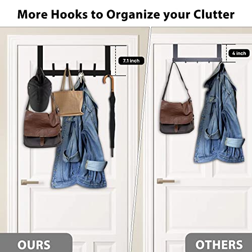 Optish Over The Door Hooks, Door Hanger Hooks for Hanging, Over The Doors Towel Racks for Bathroom with 12 Coat Hook, Coat Rack Bathroom Accessories（2 Pack, Black） - color: Black, size: 2 Pack-12 Hooks
