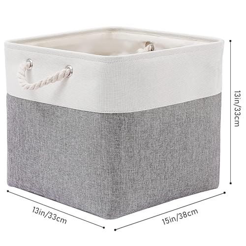 13×15×13 Inch Storage Cubes,6 Pack Cube Storage Bins for Shelves,Fabric Collapsible Storage Bins with Handles, Foldable Storage Basket for Organizing Clothes,Books (White&Gray,13"x15"x13") - color: White&Gray, size: Cube - 13"x15"x13"