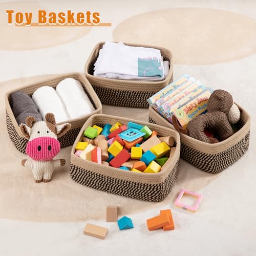 OIAHOMY 4 Pack Storage Baskets for Organizing, Small Bins for Shelves, Cute Decorative Storage Bins, Organizer Baskets for Gifts Empty, 11.8''Lx7.8''Wx4.7''H,Black/Yellow - color: Black/Yellow, size: 11.8"*7.8"*4.7"