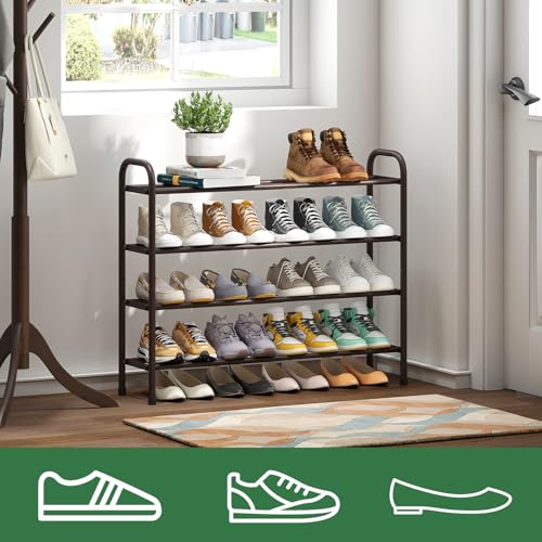 kiplant Metal Shoe Rack, Expandable Metal Shoe Rack for Closet, Entryway & Hallway (Brown, 4-Tier_Long) - color: Brown, size: 4-Tier_Long