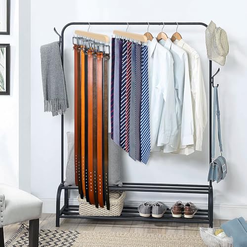 Belt Hanger for Closet Max 42 Belts, Sturdy Wood Belts Rack Closet Accessories with 14 Hooks Belt Organizer for Men Organizers and Storage -Wood 1 Pack - color: Wood, size: 1 Pack