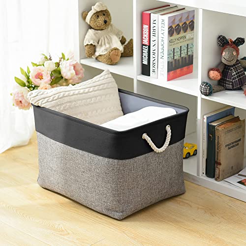 TheWarmHome Organization and Storage Basket for Shelves - 20x16x14 inch Jumbo 3 Pack Collapsible Storage Bins for Organizing, Fabric Storage Cubes for Organizer Gift Toy Closet (Black & Grey) - color: Black&Grey, size: 3PCS/Extra Jumbo - 20.5Lx15.7Wx13.8H