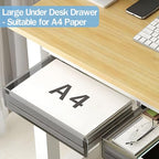 SVNNELP Large Under Desk Table Drawer Storage Organizer A4, Hidden Self-Adhesive Under Desk Pencil Tray Drawer for Office (Clear Black/L) - size: L