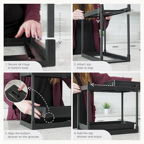 IRIS USA Under Sink Organizer, Bathroom Organizers and Storage, Pull Out Under Cabinet Kitchen Shelf Pantry Under Counter, Cleaning Supplies, Vertical Spice Rack Slide Out Drawers, Easy Assembly - size: 1 Pack