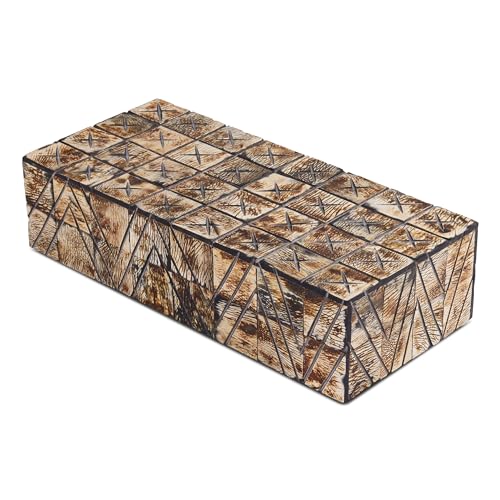 Handicrafts Home Decorative Storage Box 10x4.5 – Remote Control Holder, Jewelry Organizer, Modern Decorative Box with Lid, Boho Chic Home Décor Accent, Vintage Memory Box for Living Room Shelf Décor - color: KEPT-PARADOX, size: 10x4.5x2.5 Inch