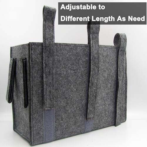Bedside Caddy, Hanging Storage Bag, Chair Organizer Caddy, Remote, Magazine, Drink Bottle, Cell Phone Holder with Fixed Straps for Hospital Bed, Dorm Bed, Baby Stuff, Office (Grey Small)