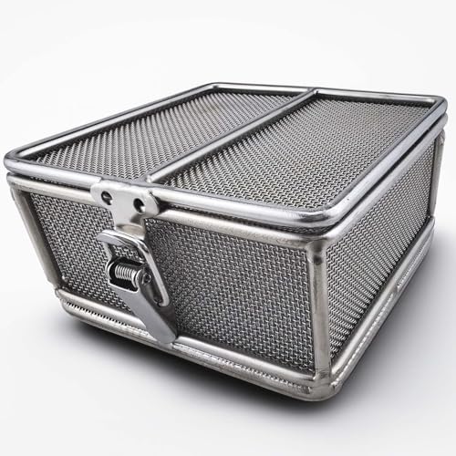 Carligo Ultrasonic Cleaner Baskets for Small Parts, Mini Mesh Basket for Steam Jewelry Cleaner Ultrasonic Machine, Stainless Steel Mesh Ball for Sonic Jewelry Cleaner Solution （4" x 4" x 2"） - size: 4" x 4" x 2"