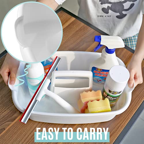 Cleaning Supplies Caddy, Household Tool Organizer with Handle, Portable Plastic Bucket for Shower Essentials Storage, White - color: White, size: 1 Pack
