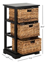 SAFAVIEH Home Collection – Halle Distressed Black Storage Side Table with Wicker Baskets, Farmhouse Accent Storage, Fully Assembled (AMH5738A) - color: Distressed Black