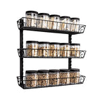 SWOMMOLY Adjustable Wall Mount Spice Rack, 3-Tier Dual-use (Multi-use) Organizer, Black - color: Black, size: 3-Tier