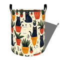 Cute Black Cat with Potted Plants Laundry Basket with Handles, 19.7"x15.7" Clothes Foldable Laundry Hamper Organizer for Dorm Nursery Bedroom Bathroom Decor, Toy Storage Bin for Kids - style: Black Cat19