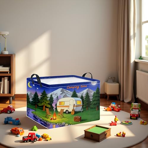 HIYAGON Rectangular Baby Girl Basket Kids Baby Storage Basket Toy Storage Bin Organizer Box Room Decor(Camping) - color: Camping