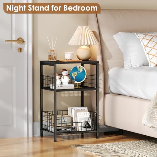 X-cosrack Side Table, Small End Table Record Player Stand with Storage, Vinyl Record Storage Night Stand for Living Room, Bedroom,Office(Patent Pending)(Black) - color: Black