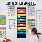 Essex Wares - 10 Pocket File Pocket Chart, Black, 14" Wide x 47" Tall - Versatile Wall Hanging File Folder Organizer for Classroom, Office, Home, and More - Wall Folder Organizer - 10 Pockets - size: 10 Pocket