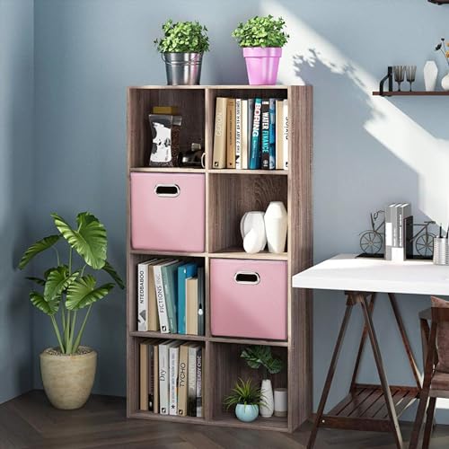 PRANDOM Leather Foldable Cube Storage Bins 13x13 inch [2-Pack] Fabric Storage Baskets Cubes Drawer with Cotton Handles Organizer for Shelves Nursery Closet Bedroom Clothes Pink - color: Pink, size: 13x13 in(2-Pack)