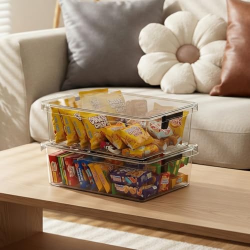 Bra Drawer Organizer for Women - 2 PCS Clear Plastic Storage Box with Lid and Dividers for Socks, Underwear, Bras, Ties, and Closet Organization - color: Clear