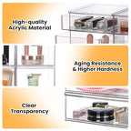 LALOBLUE Stackable Storage Drawers, 6 Pack Clear Acrylic Organizer Bins with Golden Handles, Multi-Size Plastic Drawers for Makeup, Vanity, Kitchen, Bathroom, Office, Pantry Organization and Storage - style: 6 Pack