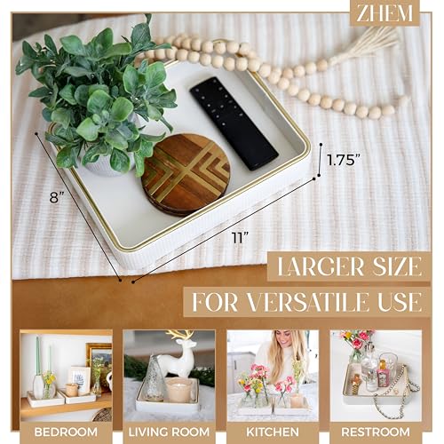 Perfume Tray Valet Tray Night Stand Bedside Organizer| Perfume Organizer Catchall| Perfume Trays for Dresser Vanity Tray for Dresser Countertop| Perfume Holder| Nightstand Organizer Women - color: White 1 Pack, size: 8" x 11" x 1.8"