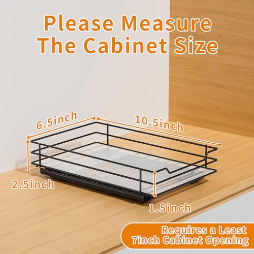 RCHYFEED Pull Out Spice Rack Organizer for Cabinet,Slide out Spice Organizer for Inside Cabinets,Heavy Duty Spice Organization for Kitchen and Pantry,Seasoning,Sauces(1-Tier,6.5" Wx10.5 Dx2.5 H) - size: 1 Tier-6.5''Wx10.5''Dx2.5''H