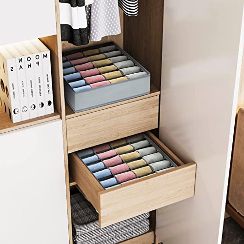 Joyoldelf Sock Drawer Organizer Divider 2 Packs Underwear Organizer, 24 Cell Closet Organizers and Storage Organizer Sock Holders Organizers for Storing Socks, Handkerchiefs, Ties, Belts (Grey) - color: Grey, size: 2*24 Cells