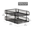 Mind Reader Paper Tray, Desk Organizer, Stackable, Storage, Office, Metal Mesh, 10.5" L x 13.25" W x 7.5" H, Set of 2, Black - size: 2-Pack